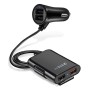 HMQ-C801 1.8m 8A Max 4 Ports USB Car Charger with Extending USB HUB for Front & Back Seat Charging (Black)