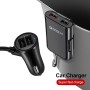 HMQ-C801 1.8m 8A Max 4 Ports USB Car Charger with Extending USB HUB for Front & Back Seat Charging (Black)