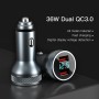 KUULAA KL-O119 36W QC3.0 Dual USB Interface Aluminum Alloy Car Charger with Digital Display