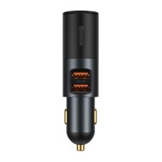 Baseus Share U+U 120W Together Fast Charge Car Charger with Cigarette Lighter Expansion Port(Grey)