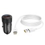 HOCO Z32A 18W USB-C / Type-C Interface Flash Power Fully Compatible Car Charger + USB-C / Type-C Cable Set (Black)