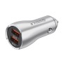 ACC-228 QC4.0 + QC4.0 45W Dual USB Metal Car Зарядное устройство (серебро)