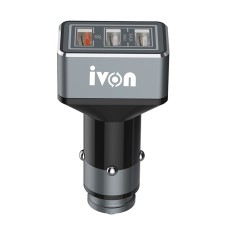 IVON CC36 39W 7.2A QC 3.0 USB + Dual USB Car Charger with Ambient Light