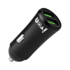 IVON CC26 5V 2.1A Dual USB Port Mini Car Charger(Black)