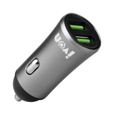 IVON CC26 5V 2.1A Dual USB Port Mini Car Charger (Grey)