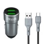 IVON CC38 2.4A Двойное USB-автомобильное зарядное устройство + 1M USB-USB-C / TYPE-C Кабель быстрого зарядки