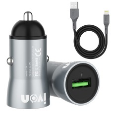 IVON CC39 18W 3.1A QC 3.0 USB CAR Зарядное устройство + 1 м USB до 8 -контактного кабеля быстрого зарядки