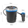 Cup Holder Car Charger Dual Cigarette Lighter 4USB Ports Charger Car MP3 Player (Blue)