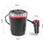 Cup Holder Car Charger Dual Cigarette Lighter 4USB Ports Charger Car MP3 Player (Red)