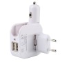 SL-608 2 in 1 2.1A Dual USB Travel Charger Foldable Car Charger, EU Plug(White)