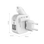 SL-608 2 in 1 2.1A Dual USB Travel Charger Foldable Car Charger, EU Plug(White)