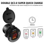 CS-876A2 Car Square Aluminum Alloy QC 3.0 Dual USB Charger with Voltmeter