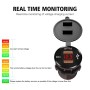 CS-876A2 Car Square Aluminum Alloy QC 3.0 Dual USB Charger with Voltmeter