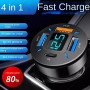 2pcs 4 in 1 USB 4.8A Digital Display Car Charger