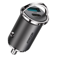 JOYROOM C-A35 45W Mini Dual-port PD + QC 3.0 Ring-pull Fast Car Charger(Black)