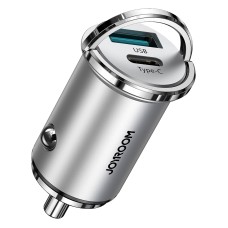 JOYROOM C-A35 45W Mini Dual-port PD + QC 3.0 Ring-pull Fast Car Charger(Silver)