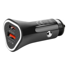 YSY-313PD20W QC3.0 USB + PD 20W USB-C / Type-C Triangle Dual Ports Fast Charging Car Charger(Black)