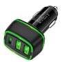 YY-178 Dual USB + PD 18W USB-C / Type-C Three-port Fast Charging Car Charger with Green Luminous Aperture(Black)