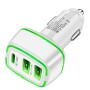 YY-178 Dual USB + PD 18W USB-C / Type-C Three-port Fast Charging Car Charger with Green Luminous Aperture(White)