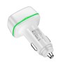 YY-178 Dual USB + PD 18W USB-C / Type-C Three-port Fast Charging Car Charger with Green Luminous Aperture(White)