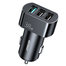 JOYROOM C-A19 38W 3 USB Ports Fast Charging Aluminum Alloy Car Charger(Black)