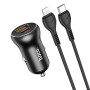 hoco  NZ5 PD 30W Type-C / USB-C + QC 3.0 USB Car Charger with Type-C / USB-C to 8 Pin Data Cable(Black)