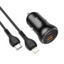 Hoco NZ5 PD 30W TYPE-C / USB-C + QC 3.0 USB CAR Зарядное устройство с кабелем данных TYPE-C / USB-C-C-8 (BLACK)