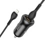 hoco  NZ5 PD 30W Type-C / USB-C + QC 3.0 USB Car Charger with Type-C / USB-C to 8 Pin Data Cable(Black)