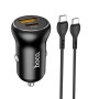 Hoco NZ5 PD 30W TYPE-C / USB-C + QC 3.0 USB CAR Зарядное устройство с тип-C / USB-C в Type-C / USB-C Кабель данных (черный)