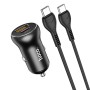 hoco NZ5 PD 30W Type-C / USB-C + QC 3.0 USB Car Charger with  Type-C / USB-C to Type-C / USB-C Data Cable(Black)