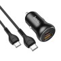 Hoco NZ5 PD 30W TYPE-C / USB-C + QC 3.0 USB CAR Зарядное устройство с тип-C / USB-C в Type-C / USB-C Кабель данных (черный)