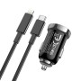 Hoco Z44 ведущий PD 20W USB-C / Type-C + QC 3.0 USB CAR Зарядное устройство с USB-C / Type-C до 8 PIN-Cable (Black)