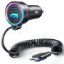 Joyroom JR-Cl07 3 в 1 55W PD USB-C / Type-C + USB-интерфейс-зарядное устройство с USB-C / Type-C Spring Cable (Black)