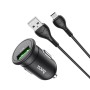 hoco Z43 Mighty Single Port QC3.0 18W Car Charger with USB to Micro USB Data Cable(Black)