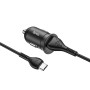 hoco Z43 Mighty Single Port QC3.0 18W Car Charger with USB to USB-C / Type-C Data Cable(Black)