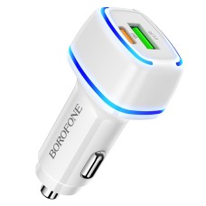 Borofone Bz14a PD 20W USB-C / Type-C + QC 3.0 USB-порты зарядное устройство с окружающим светом (белый)