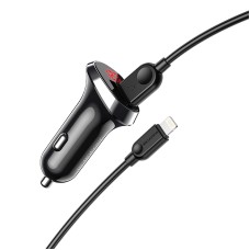 Borofone Bz15 Aspioucious Dual USB -порты Цифровой дисплей CAR Зарядное устройство + 1M USB -8 -контактное кабель данных (Black)