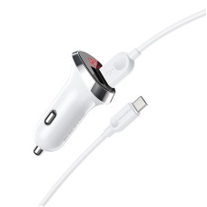 Borofone Bz15 Aspioucious Dual USB -порты Цифровой дисплей CAR Зарядное устройство + 1M USB -MICRO USB CABLE (White)