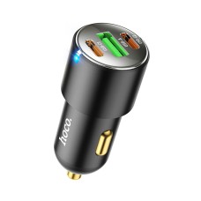 hoco NZ6 Dual Type-C / USB-C + USB PD45W 3-port Car Charger(Black)