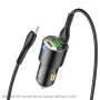 hoco NZ6 Dual Type-C / USB-C + USB PD45W 3-port Car Charger with Type-C / USB-C to 8 Pin Charging Cable(Black)