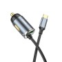 hoco NZ7 PD20W+QC3.0 Car Charger with Type-C Cable(Metal Grey)