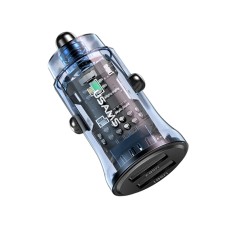 USAMS US-CC162 C31 5V3A Transparent Dual USB Mini Car Charger(Blue)