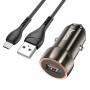 Hoco Z46 Blue Shield Однопорт QC3.0 Автомобильный зарядное устройство с помощью кабеля Micro USB (металлический серый)