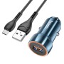 Hoco Z46 Blue Shield Однопорт QC3.0 Автомобильный зарядное устройство с помощью кабеля Micro USB (Sapphire Blue)