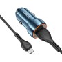 Hoco Z46 Blue Shield Однопорт QC3.0 Автомобильный зарядное устройство с помощью кабеля Micro USB (Sapphire Blue)