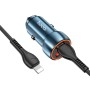 hoco Z46A Blue Whale PD20W+QC3.0 Car Charger Set with Type-C to 8 Pin Cable(Sapphire Blue)