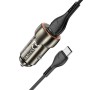 hoco Z46A Blue Whale PD20W+QC3.0 Car Charger Set with Type-C Cable(Metal Grey)