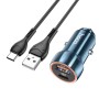 hoco Z46A Blue Whale PD20W+QC3.0 Car Charger Set with Type-C Cable(Sapphire Blue)