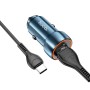 hoco Z46A Blue Whale PD20W+QC3.0 Car Charger Set with Type-C Cable(Sapphire Blue)