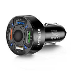 TE-094 4 in 1 Cigarette Lighter Conversion Plug Multi-function USB Car Fast Charger(Black)